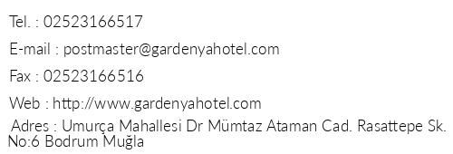 Gardenya Apart & Hotel telefon numaralar, faks, e-mail, posta adresi ve iletiim bilgileri